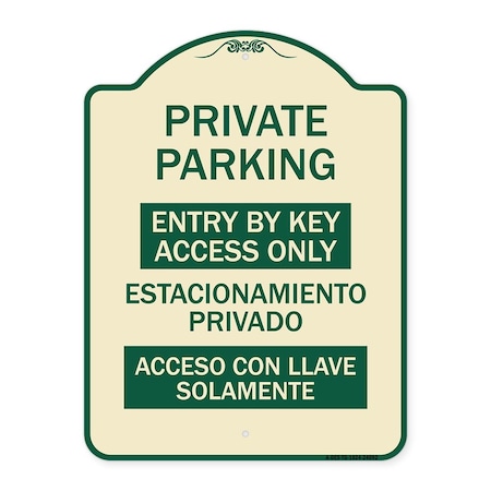 Signmission Entry by Key Access Estacionamiento Privado Acceso Con Llave Solamente Alum, 24" H, TG-1824-24092 A-DES-TG-1824-24092